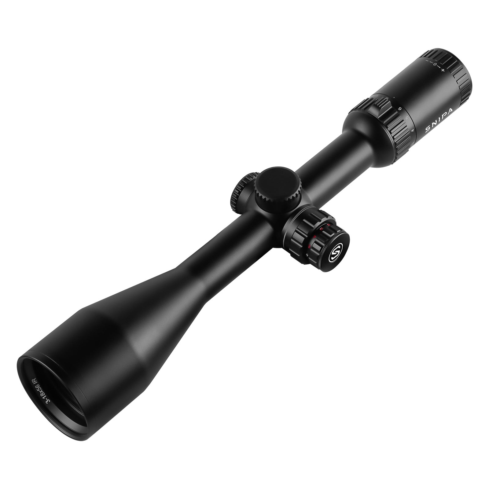 SNIPA™ POLAR X Tactical Rifle Scope 3–18×56 SFP Wide-Angle– 30mm Tube, MOA Illuminated Reticle, IPX7 | NorthLine 30 Tactical Mount + Focus Wheel