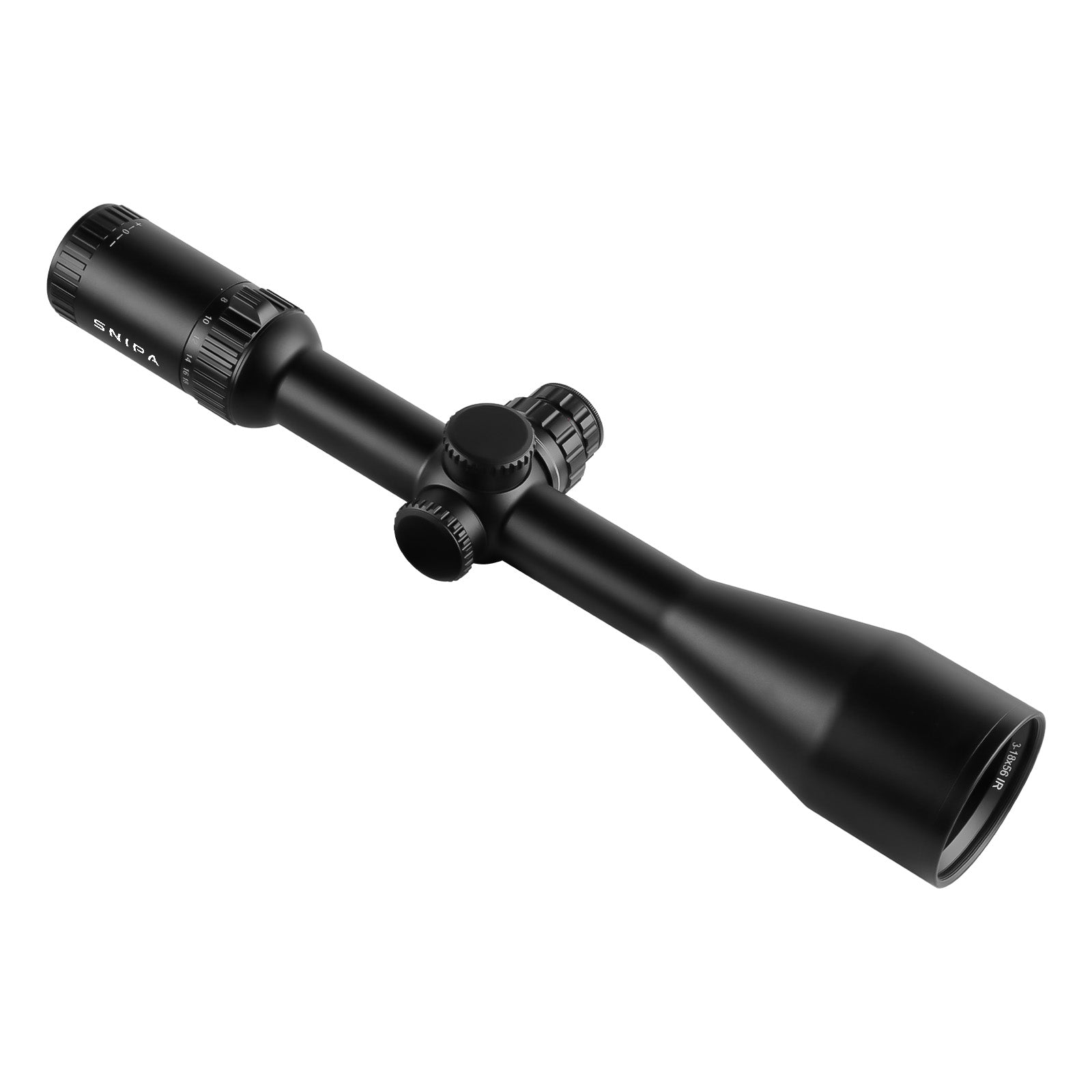 SNIPA™ POLAR X Tactical Rifle Scope 3–18×56 SFP Wide-Angle– 30mm Tube, MOA Illuminated Reticle, IPX7 | NorthLine 30 Tactical Mount + Focus Wheel