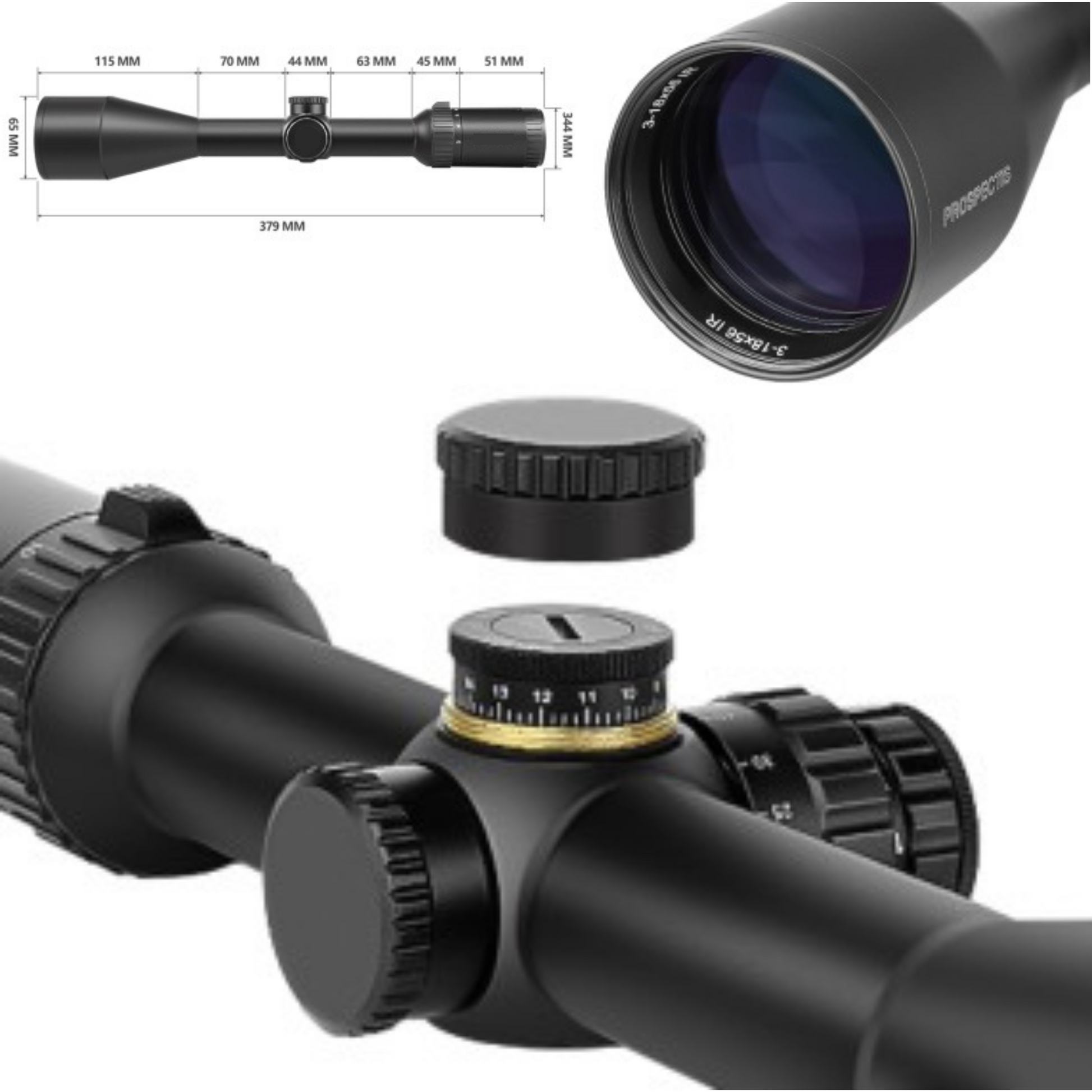 SNIPA™ POLAR X Tactical Rifle Scope 3–18×56 SFP Wide-Angle– 30mm Tube, MOA Illuminated Reticle, IPX7 | NorthLine 30 Tactical Mount + Focus Wheel 